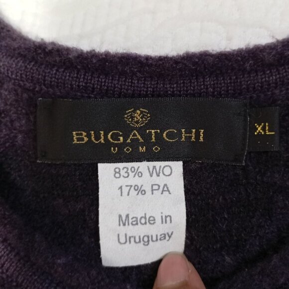 Bugatchi Uomo Sweater Men XL Purple Wool Blend Crewneck Subtle Checkered Pattern - Picture 2 of 8